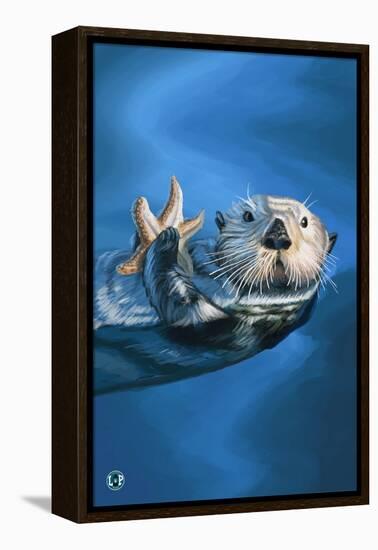 Sea Otter-Lantern Press-Framed Stretched Canvas