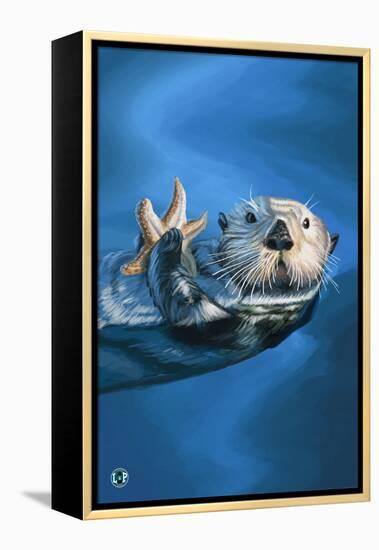 Sea Otter-Lantern Press-Framed Stretched Canvas