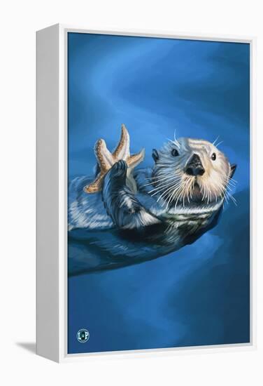 Sea Otter-Lantern Press-Framed Stretched Canvas