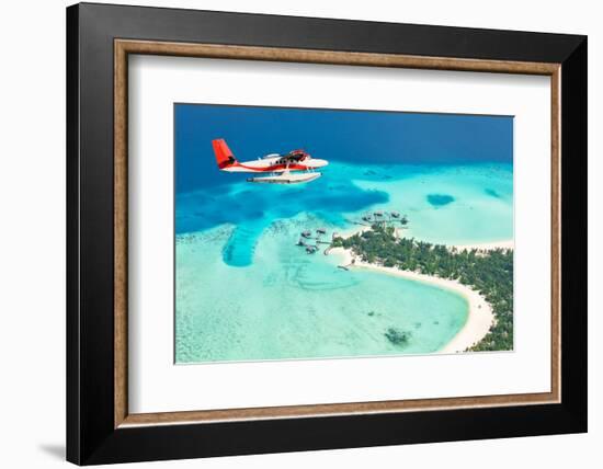 Sea Plane Flying above Maldives Islands-Jag_cz-Framed Photographic Print