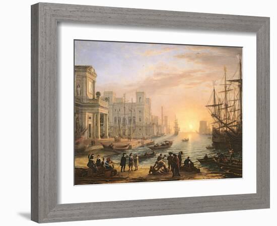 Sea Port at Sunset, 1639-Claude Lorraine-Framed Giclee Print