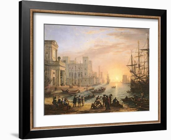 Sea Port at Sunset, 1639-Claude Lorraine-Framed Giclee Print