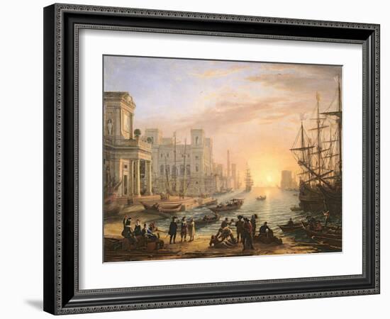 Sea Port at Sunset, 1639-Claude Lorraine-Framed Giclee Print