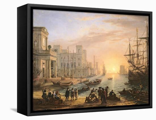 Sea Port at Sunset, 1639-Claude Lorraine-Framed Premier Image Canvas