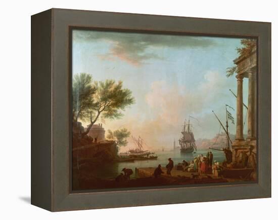 Sea Port, Sunrise, 1757-Claude Joseph Vernet-Framed Premier Image Canvas