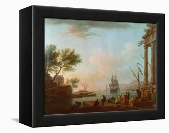 Sea Port, Sunrise, 1757-Claude Joseph Vernet-Framed Premier Image Canvas