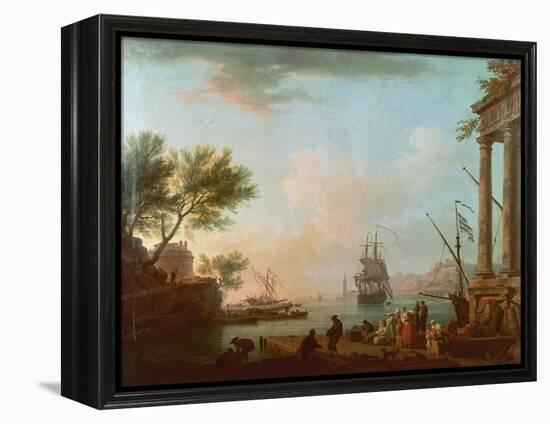 Sea Port, Sunrise, 1757-Claude Joseph Vernet-Framed Premier Image Canvas