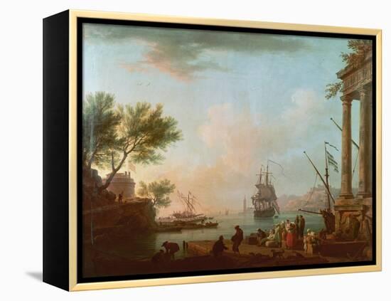 Sea Port, Sunrise, 1757-Claude Joseph Vernet-Framed Premier Image Canvas