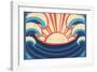 Sea Poster.Grunge Illustration Of Sea Landscape-GeraKTV-Framed Art Print