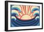 Sea Poster.Grunge Illustration Of Sea Landscape-GeraKTV-Framed Art Print