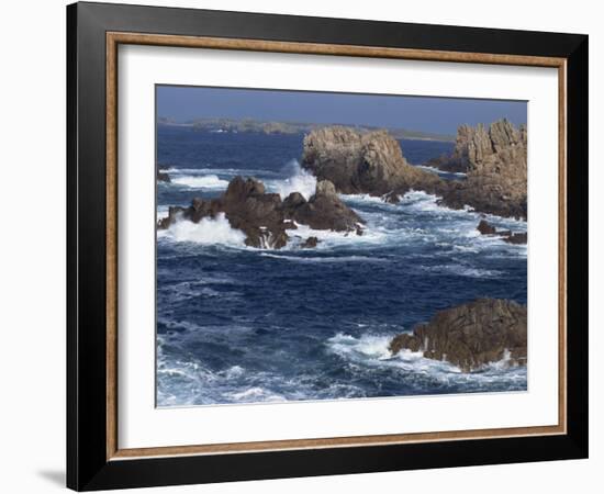Sea Pounding Rocks on the Coast on the Cote Sauvage on Ouessant Island, Brittany, France, Europe-Thouvenin Guy-Framed Photographic Print