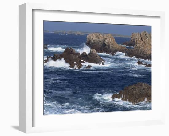 Sea Pounding Rocks on the Coast on the Cote Sauvage on Ouessant Island, Brittany, France, Europe-Thouvenin Guy-Framed Photographic Print