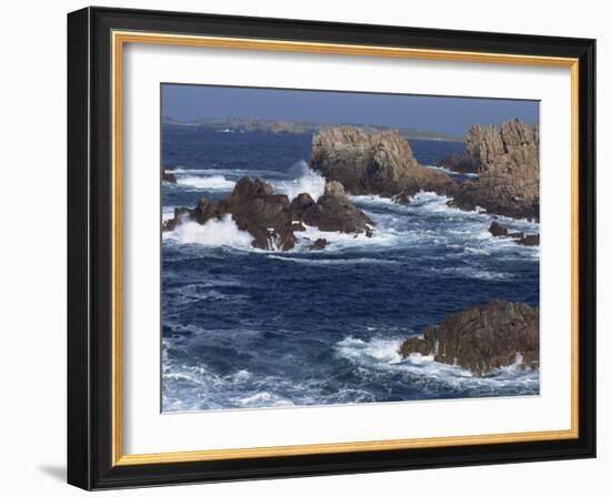 Sea Pounding Rocks on the Coast on the Cote Sauvage on Ouessant Island, Brittany, France, Europe-Thouvenin Guy-Framed Photographic Print