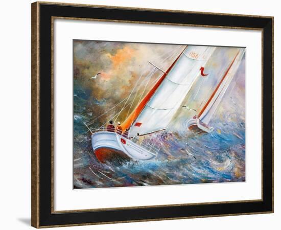 Sea Regatta At A Gale-balaikin2009-Framed Art Print