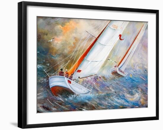 Sea Regatta At A Gale-balaikin2009-Framed Art Print