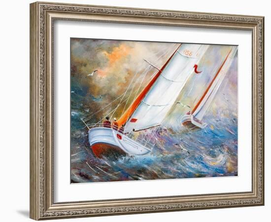 Sea Regatta At A Gale-balaikin2009-Framed Art Print