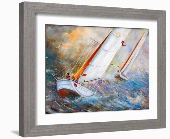 Sea Regatta At A Gale-balaikin2009-Framed Art Print