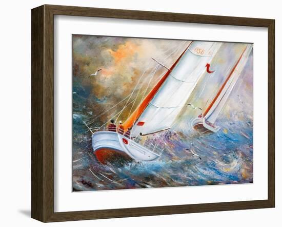 Sea Regatta At A Gale-balaikin2009-Framed Art Print