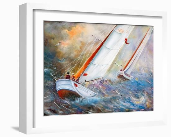 Sea Regatta At A Gale-balaikin2009-Framed Art Print