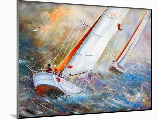 Sea Regatta At A Gale-balaikin2009-Mounted Art Print