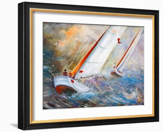 Sea Regatta At A Gale-balaikin2009-Framed Art Print