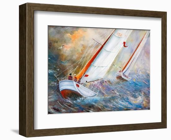 Sea Regatta At A Gale-balaikin2009-Framed Art Print