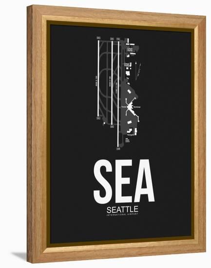 SEA Seattle Airport Black-NaxArt-Framed Stretched Canvas