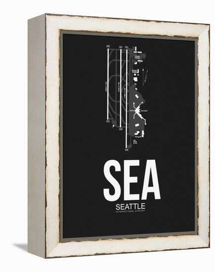 SEA Seattle Airport Black-NaxArt-Framed Stretched Canvas