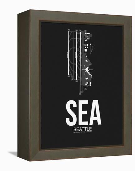 SEA Seattle Airport Black-NaxArt-Framed Stretched Canvas