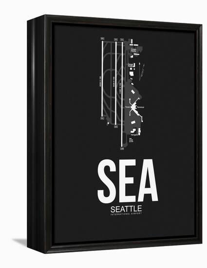 SEA Seattle Airport Black-NaxArt-Framed Stretched Canvas