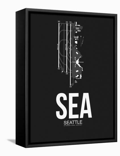 SEA Seattle Airport Black-NaxArt-Framed Stretched Canvas