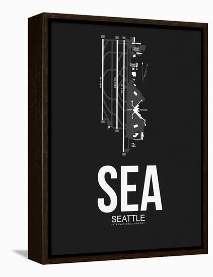 SEA Seattle Airport Black-NaxArt-Framed Stretched Canvas