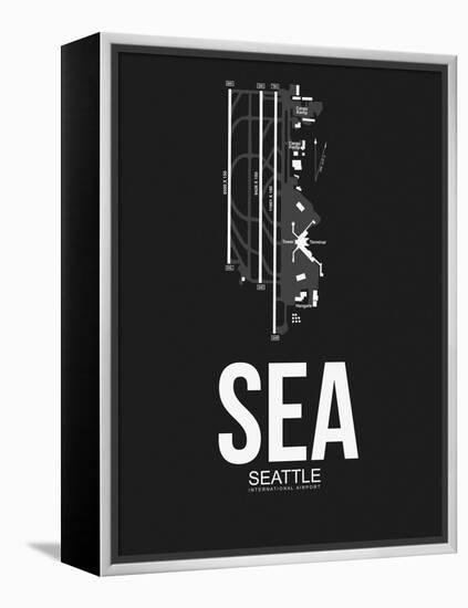 SEA Seattle Airport Black-NaxArt-Framed Stretched Canvas