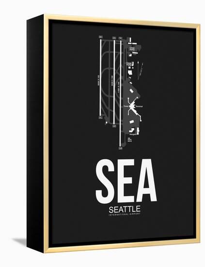 SEA Seattle Airport Black-NaxArt-Framed Stretched Canvas