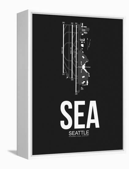 SEA Seattle Airport Black-NaxArt-Framed Stretched Canvas