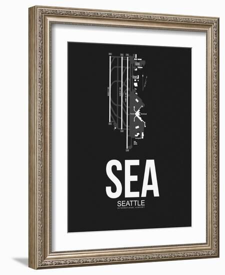 SEA Seattle Airport Black-NaxArt-Framed Art Print