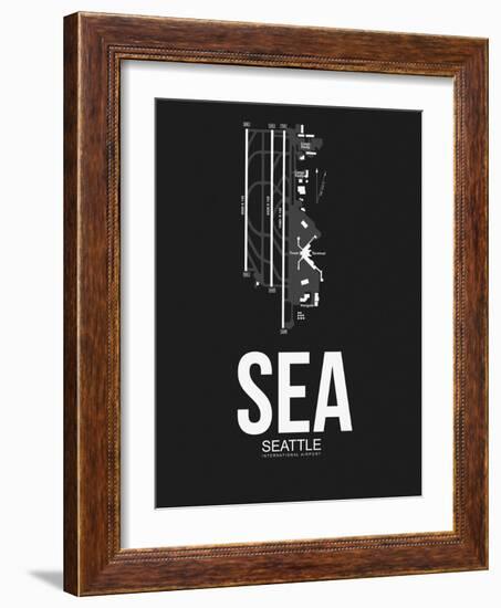 SEA Seattle Airport Black-NaxArt-Framed Art Print