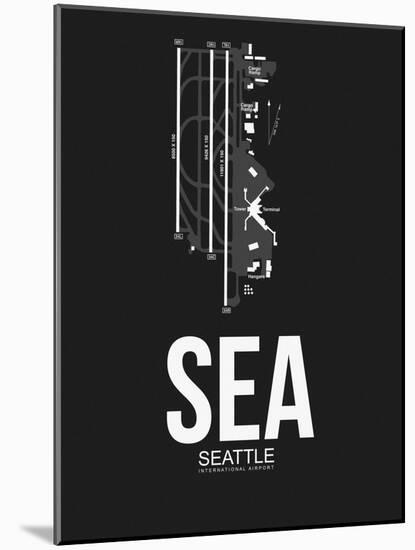 SEA Seattle Airport Black-NaxArt-Mounted Art Print