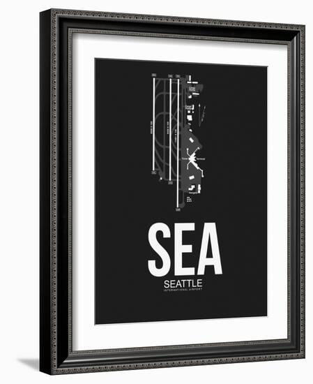 SEA Seattle Airport Black-NaxArt-Framed Art Print