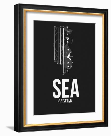 SEA Seattle Airport Black-NaxArt-Framed Art Print