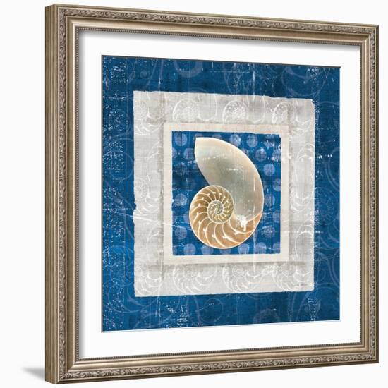 Sea Shell II on Blue-Belinda Aldrich-Framed Art Print