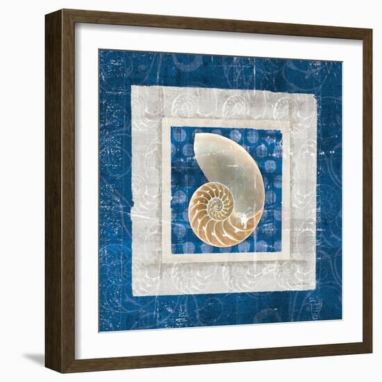 Sea Shell II on Blue-Belinda Aldrich-Framed Art Print