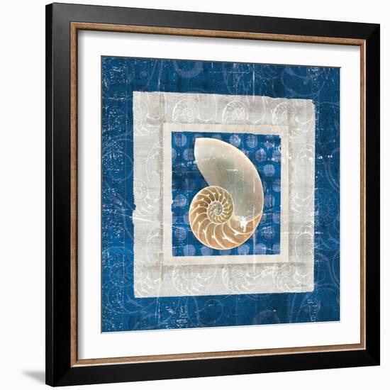 Sea Shell II on Blue-Belinda Aldrich-Framed Art Print