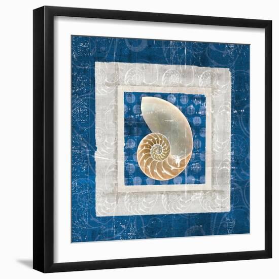 Sea Shell II on Blue-Belinda Aldrich-Framed Art Print