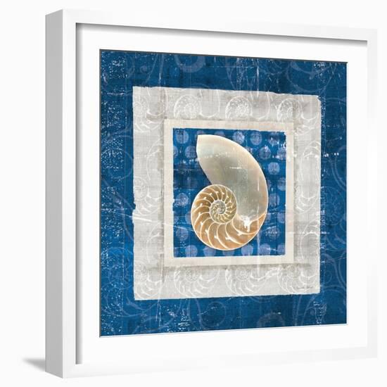 Sea Shell II on Blue-Belinda Aldrich-Framed Art Print