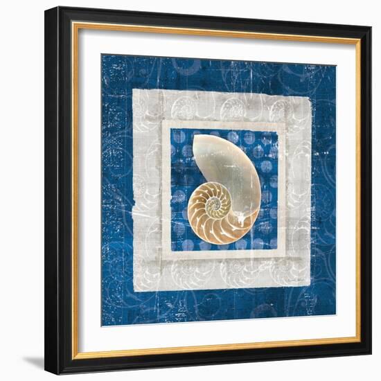 Sea Shell II on Blue-Belinda Aldrich-Framed Art Print