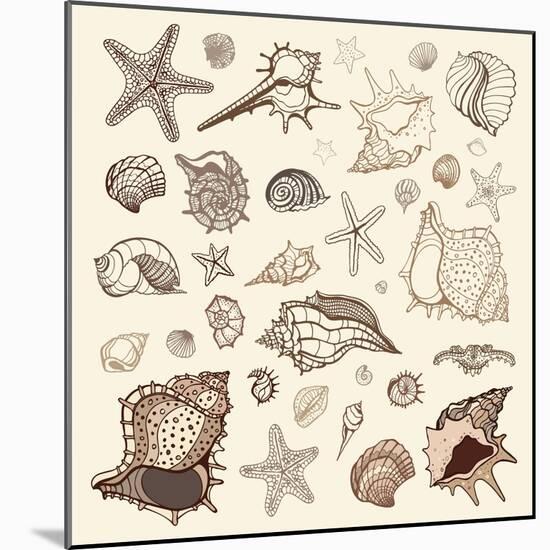 Sea Shells Collection.-Katyau-Mounted Art Print