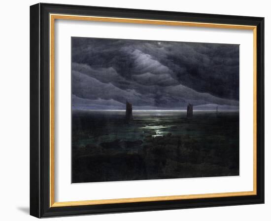 Sea Shore in Moonlight, 1835-36-Caspar David Friedrich-Framed Giclee Print