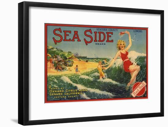 Sea Side Brand - Oxnard, California - Citrus Crate Label-Lantern Press-Framed Art Print