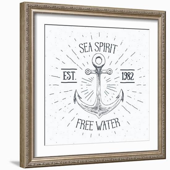 Sea Spirit - Sketched Anchor-Anton Yanchevskyi-Framed Art Print